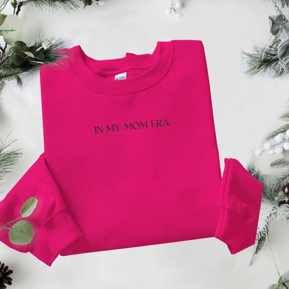 In My Mom Era Pink Long Sleeve Crewneck Unisex Sweatshirt - Picture 8 of 8